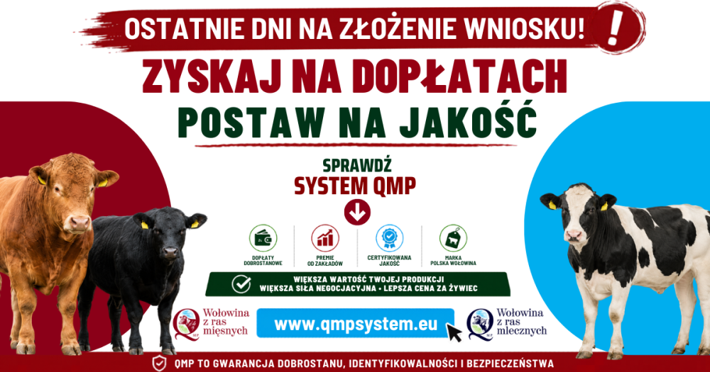 Dodatkowe pieniądze dla hodowc&oacute;w z QMP &ndash; tylko do 1 czerwca!