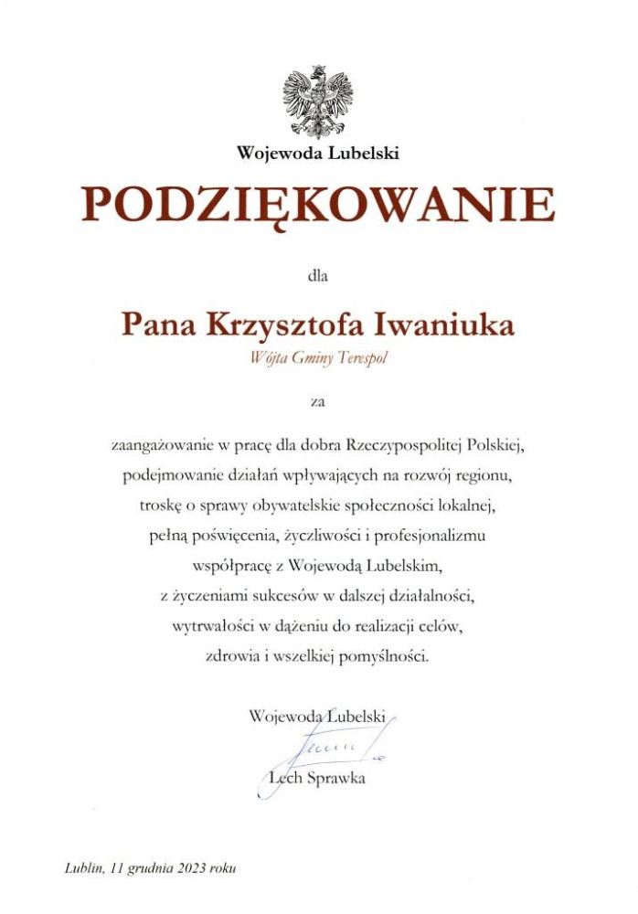 PODZIĘKOWANIE