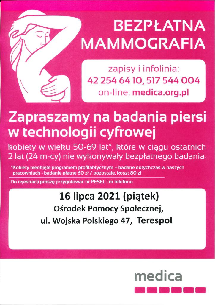 BEZPŁATNA MAMMOGRAFIA