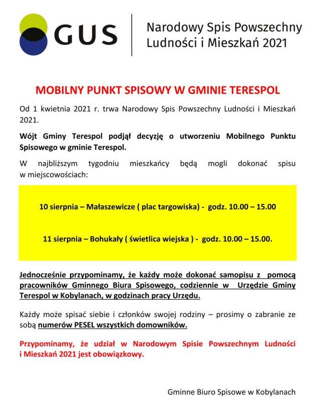 MOBILNY PUNKT SPISOWY W GMINIE TERESPOL