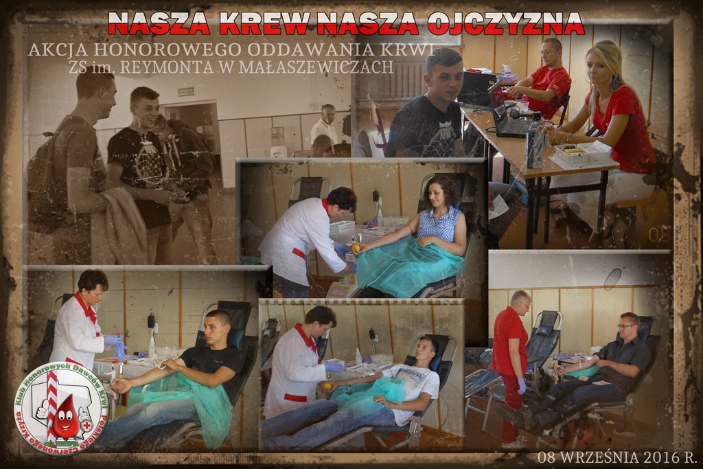 Akcja Honorowego oddawania krwi w ZS im. W. Reymonta w Małaszewiczach.