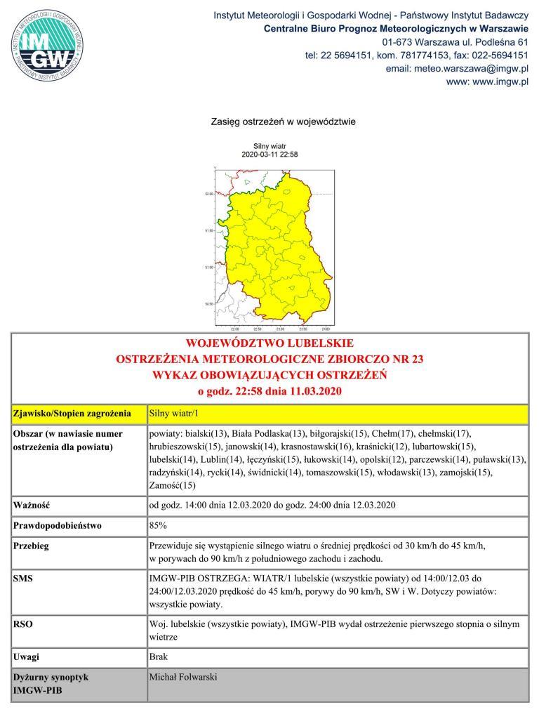 Ostrzeżenie meteorologiczne