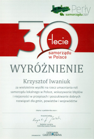 Perły Samorządu - dyplom